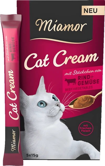 Mokra karma dla kota MIAMOR Cream Pasta z wołowiną, 5 saszetek po 15g