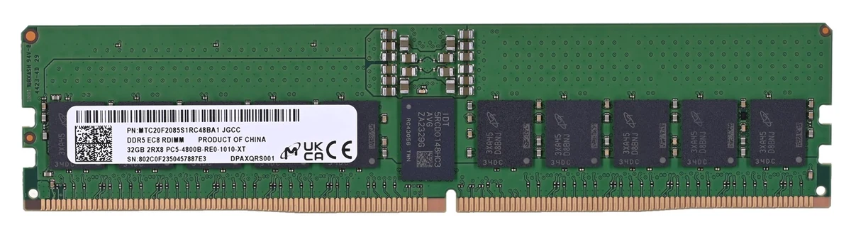 Pamięć serwerowa Micron RDIMM 32GB DDR5 4800MHz z ECC