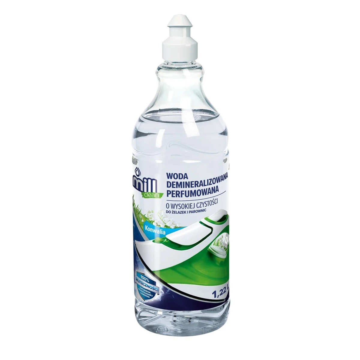 MILL CLEAN Woda demineralizowana perfumowana Konwalia do żelazek, produkt do prasowania. 1,22L