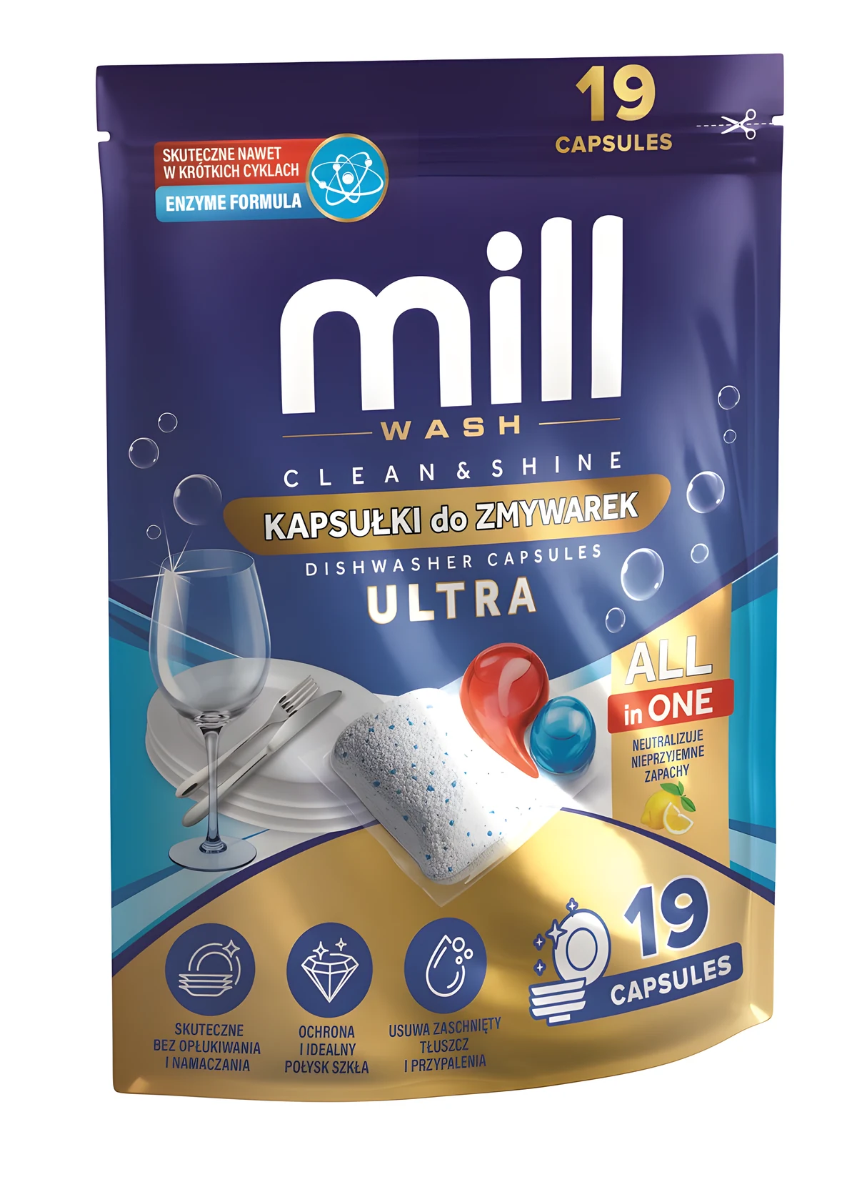 MILL Kapsułki do zmywarek CLEAN&SHINE ULTRA 19szt. 3K. D