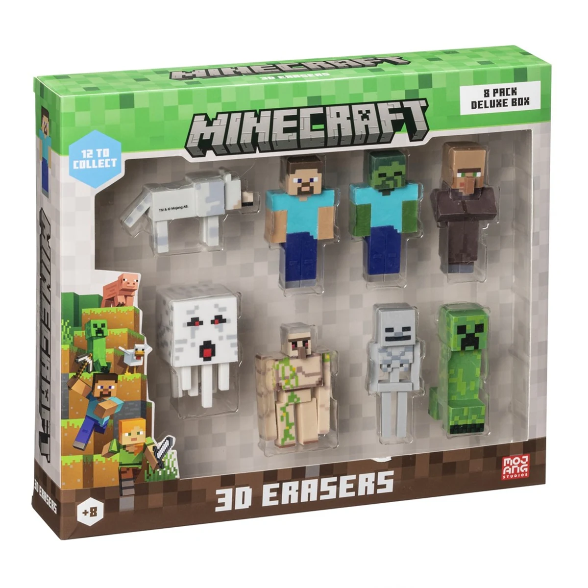 MINECRAFT 3D ERASERS - 8 PACK DELUXE BOX