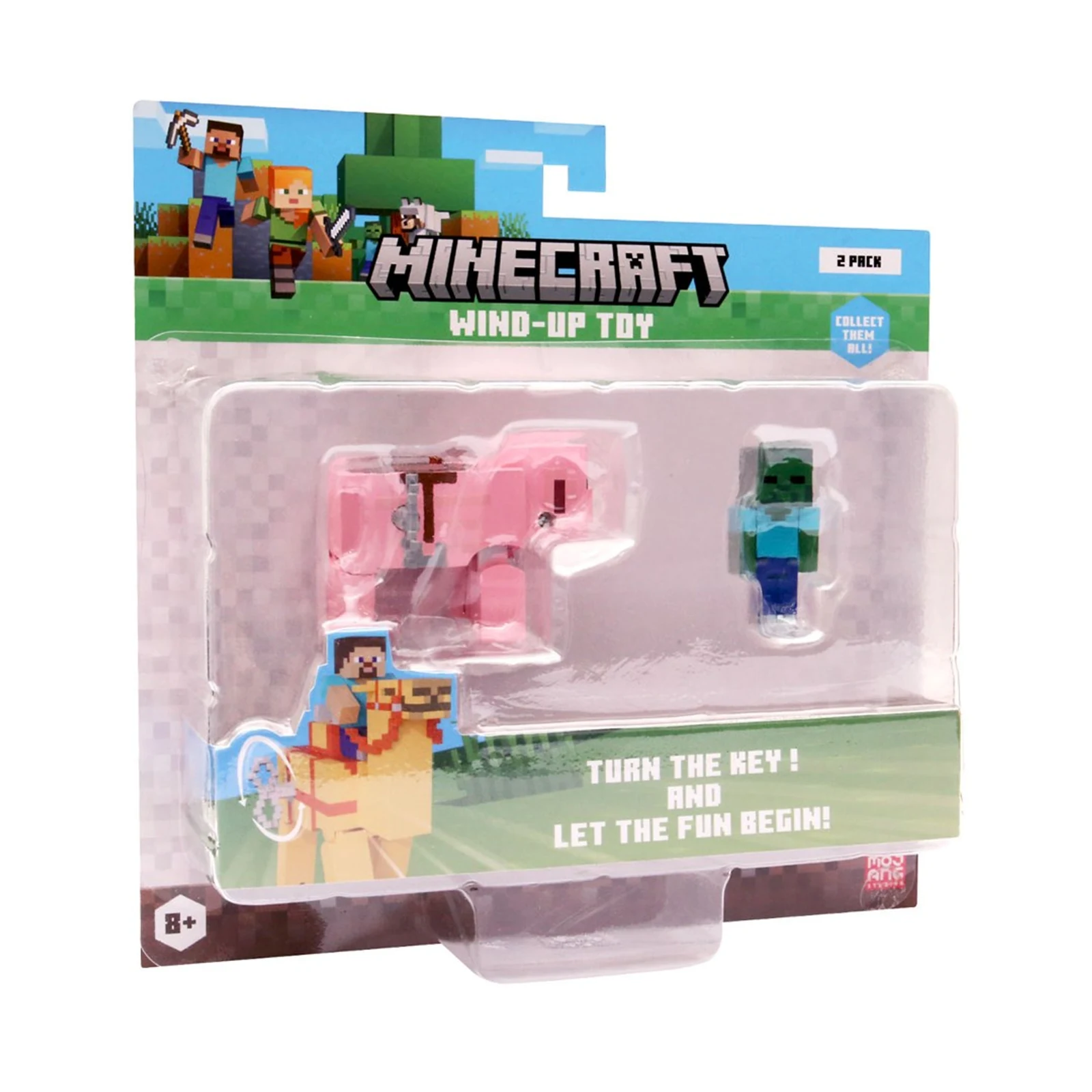 MINECRAFT S2 3D WIND-UP TOY - BABY ZOMBIE & PIG — zdjęcie 1 z 4