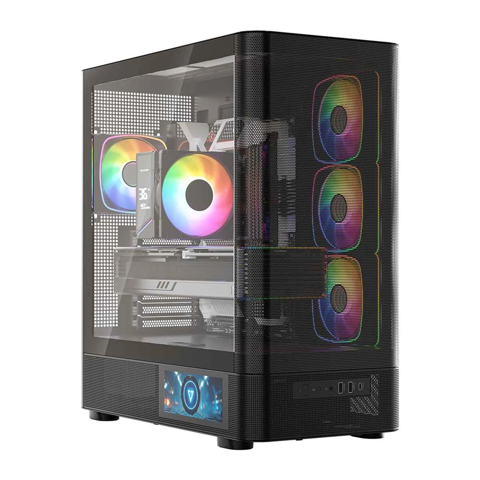 Obudowa komputerowa MODECOM Volcano AQ 400 ARGB Midi Tower Czarna — zdjęcie 1 z 8