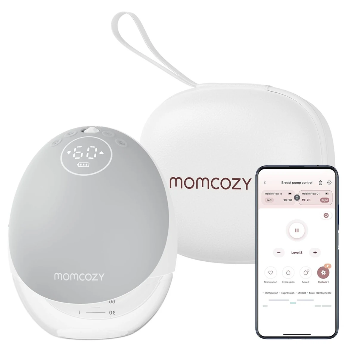 MOMCOZY M9 bezprzewodowy laktator szary – pojedynczy zestaw, BP223