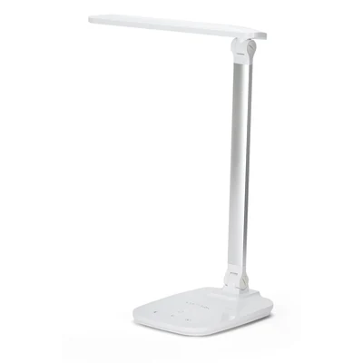 Lampka biurkowa LED MONTIS MT042, biała, z portem USB, 230V