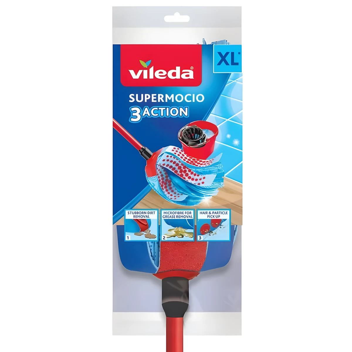 Mop Vileda 3Action Velour XL Niebieski, Czerwony