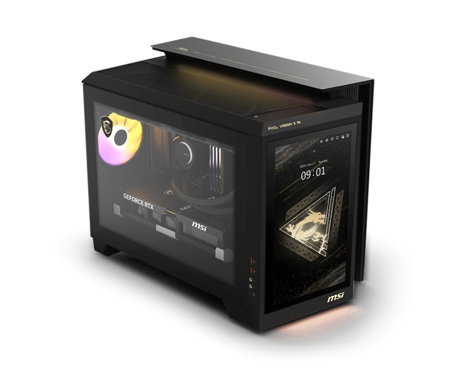 MSI MEG Vision X AI 2NVR7-290EU Ultra 7 265K 64GB DDR5 SSD1TB GeForce RTX 5070 Ti 16G SHADOW 3X OC BE200 WiFi 7+BT 5.4 Win11 Black 2Y — zdjęcie 1 z 3