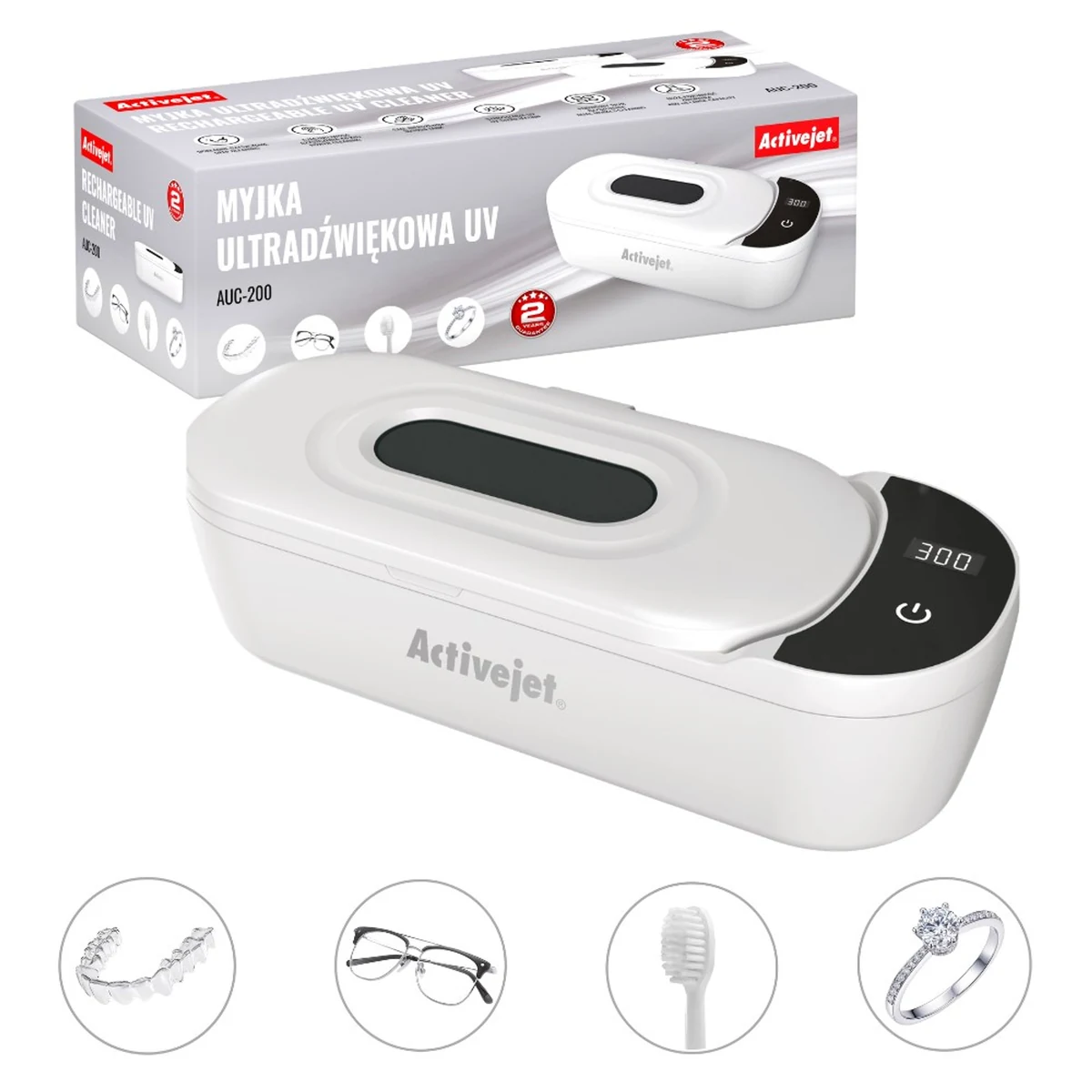 Myjka ultradźwiękowa UV Activejet AUC-200 biała