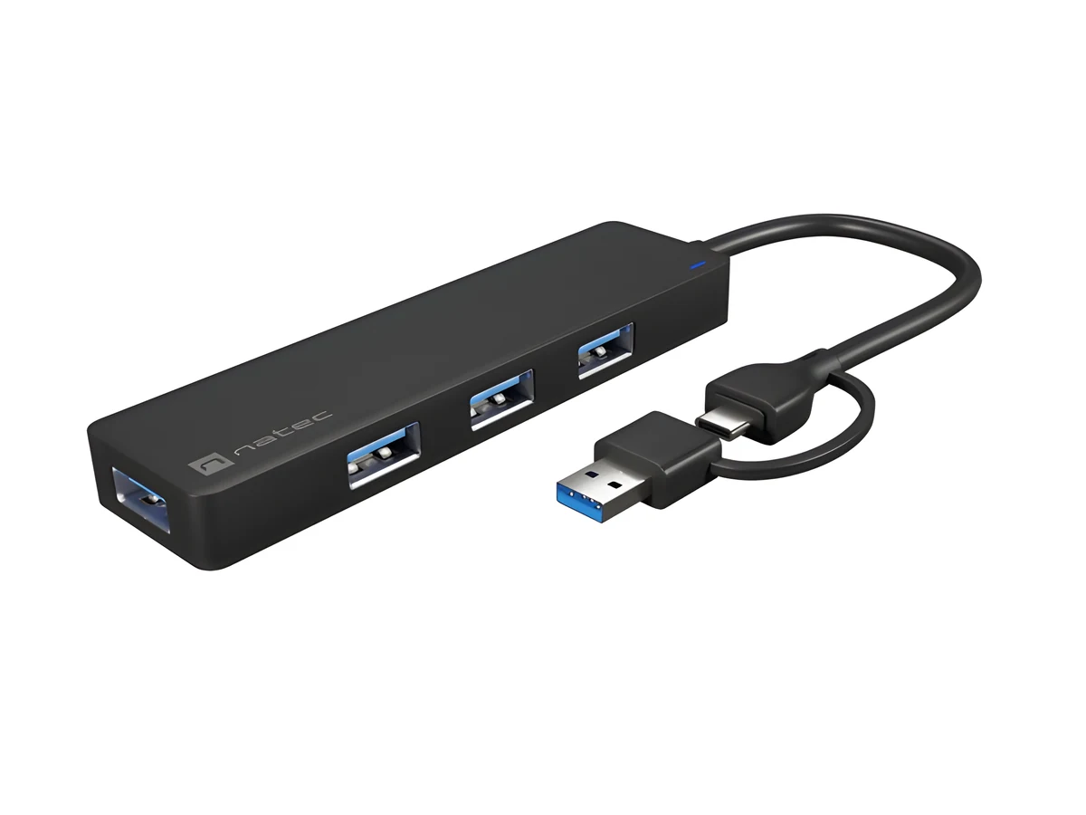 NATEC HUB USB-C 3.0 MAYFLY 4-PORTY + ADAPTER USB-A NHU-2023