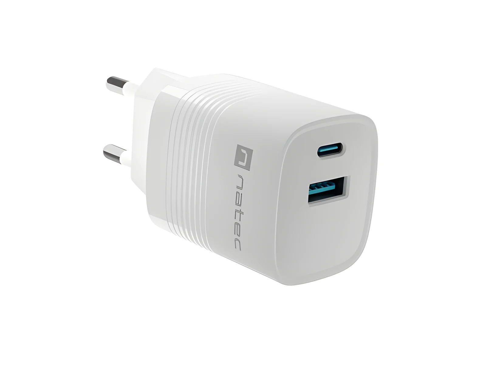Ładowarka sieciowa Natec Ribera GAN 30W, 1x USB-A, 1x USB-C, biała — zdjęcie 1 z 8