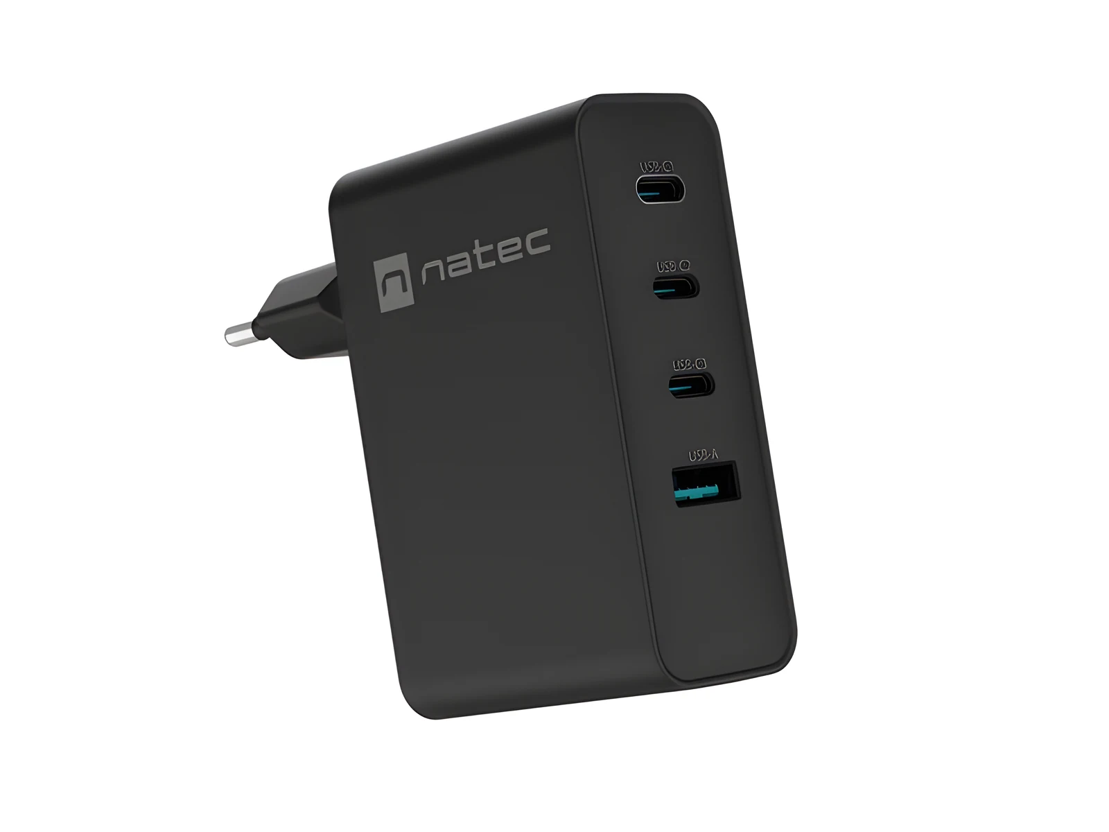 Ładowarka sieciowa Natec Ribera GAN 3x USB-C + 1x USB-A 100W czarna — zdjęcie 1 z 7