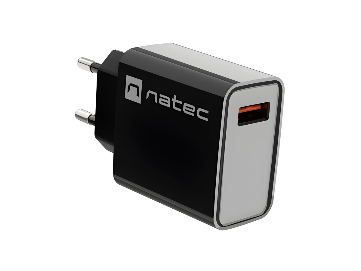 NATEC RIBERA USB-A 18W Ładowarka Sieciowa Czarna