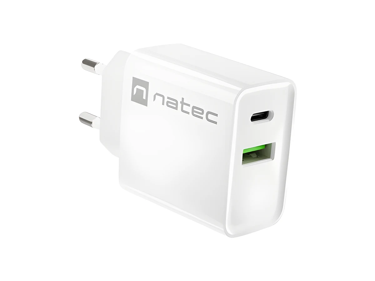 NATEC RIBERA USB-A + USB-C 20W Biała Ładowarka