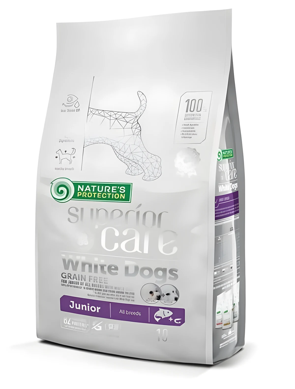 Karma sucha dla szczeniąt białych ras Nature's Protection White Dogs z łososiem, bez zbóż 10kg