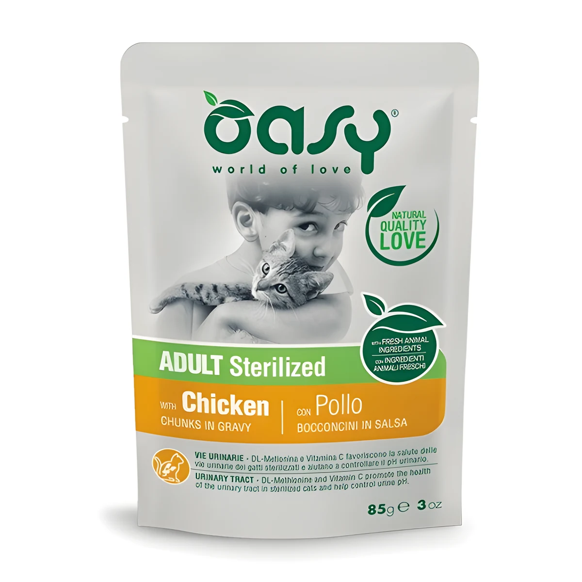 Oasy Chunks w sosie dla dorosłych kotów sterylizowanych z kurczakiem 85g