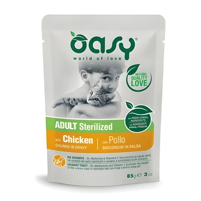 Oasy Chunks w sosie dla dorosłych kotów sterylizowanych z kurczakiem 85g