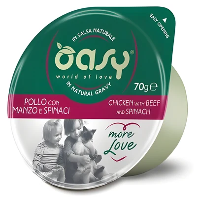 Oasy More Love Karma Mokra z Kurczakiem, Wołowiną i Szpinakiem 70g