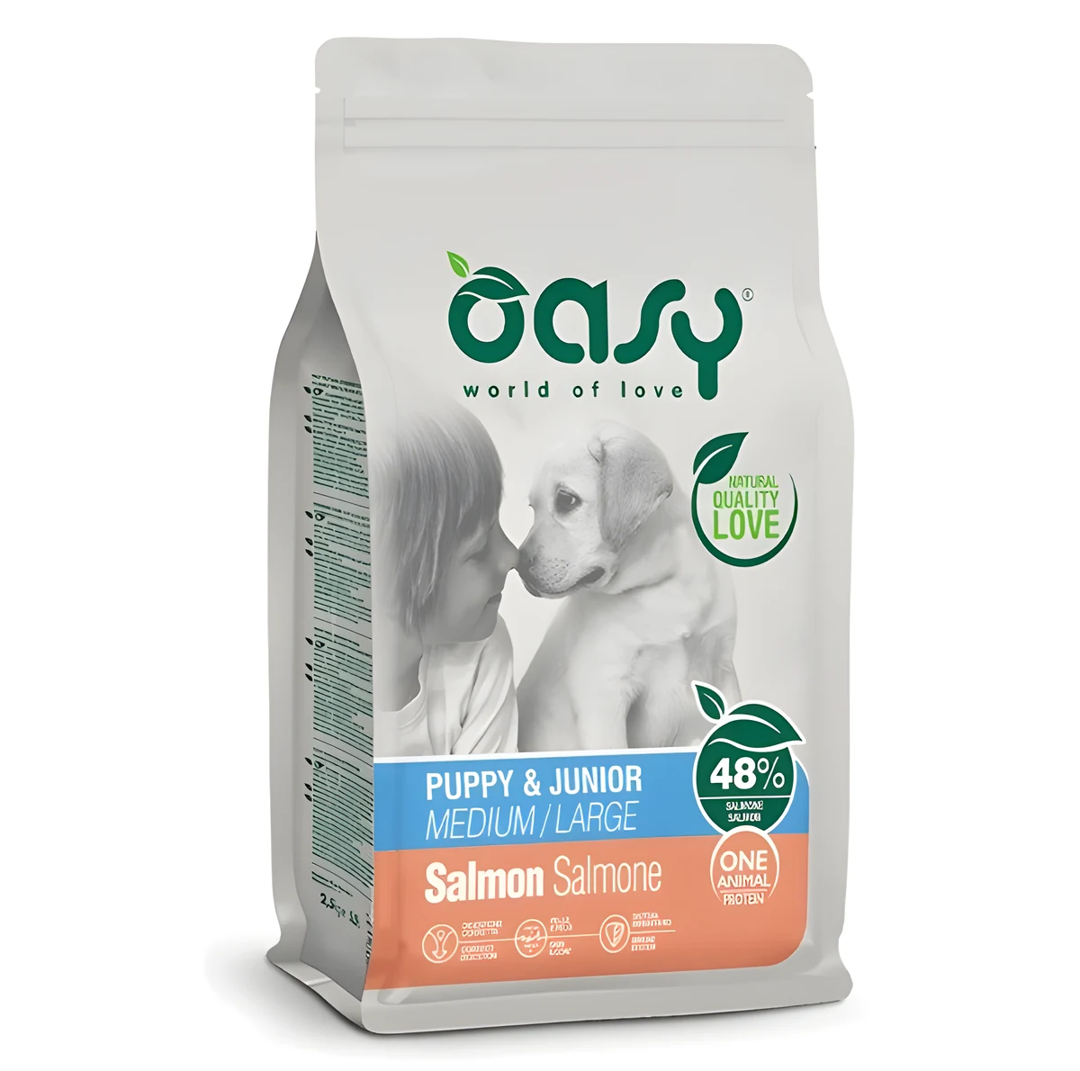 Oasy One Animal Protein Puppy M/L Salmon 12kg