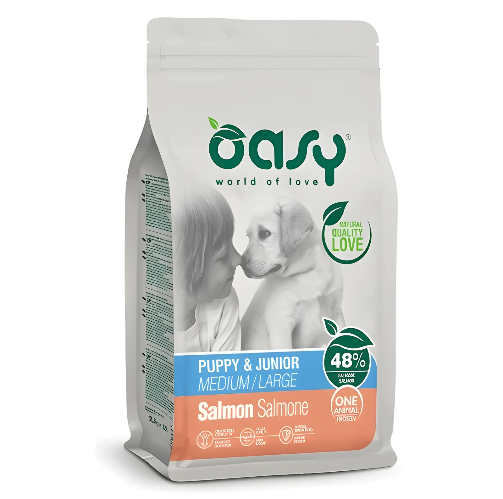 Oasy One Animal Protein Puppy M/L Salmon 12kg