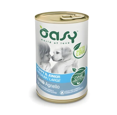 Oasy Jednobiałkowa Karma Mokra dla Szczeniąt i Młodych Psów (M/L) z Jagnięciną 400g