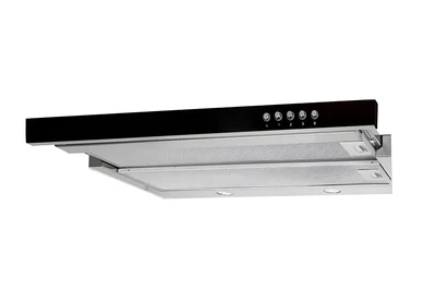 Okap podszafkowy teleskopowy AKPO WK-7 LIGHT GLASS 50 INOX CZARNY (500mm; kolor inox, front czarne szkło)