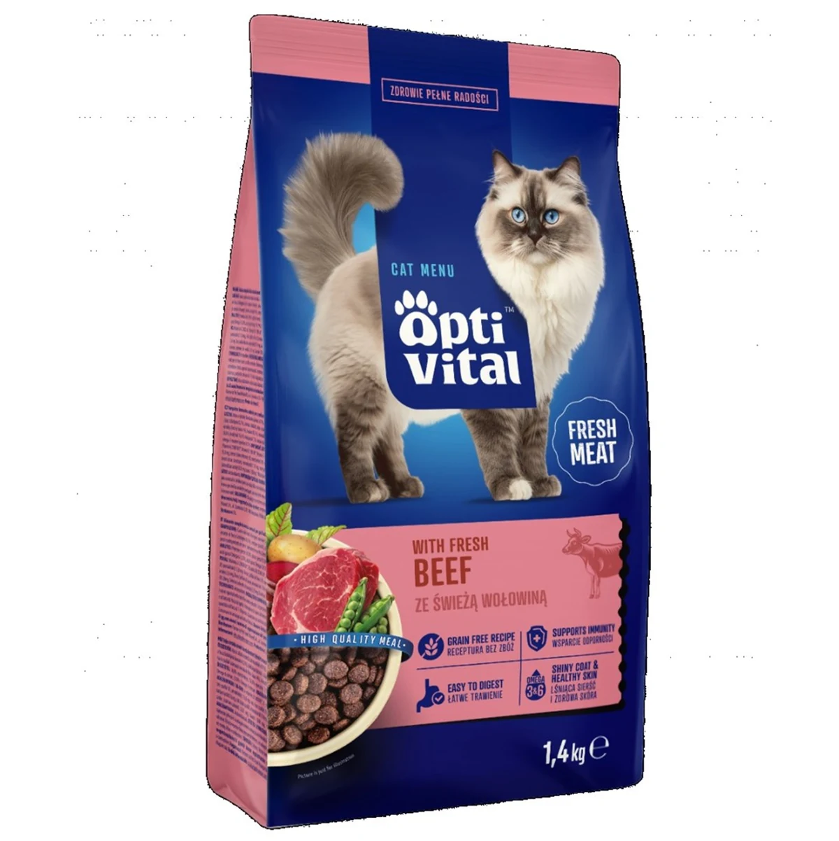 OptiVital karma sucha 1,4 kg - wołowina dla dorosłych kotów
