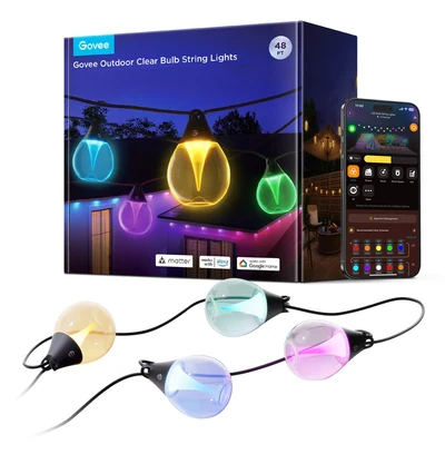 Oświetlenie LED Govee H7025 RGBICW - Zewnętrzne światła stringowe, 14.63m, Wi-Fi + Bluetooth