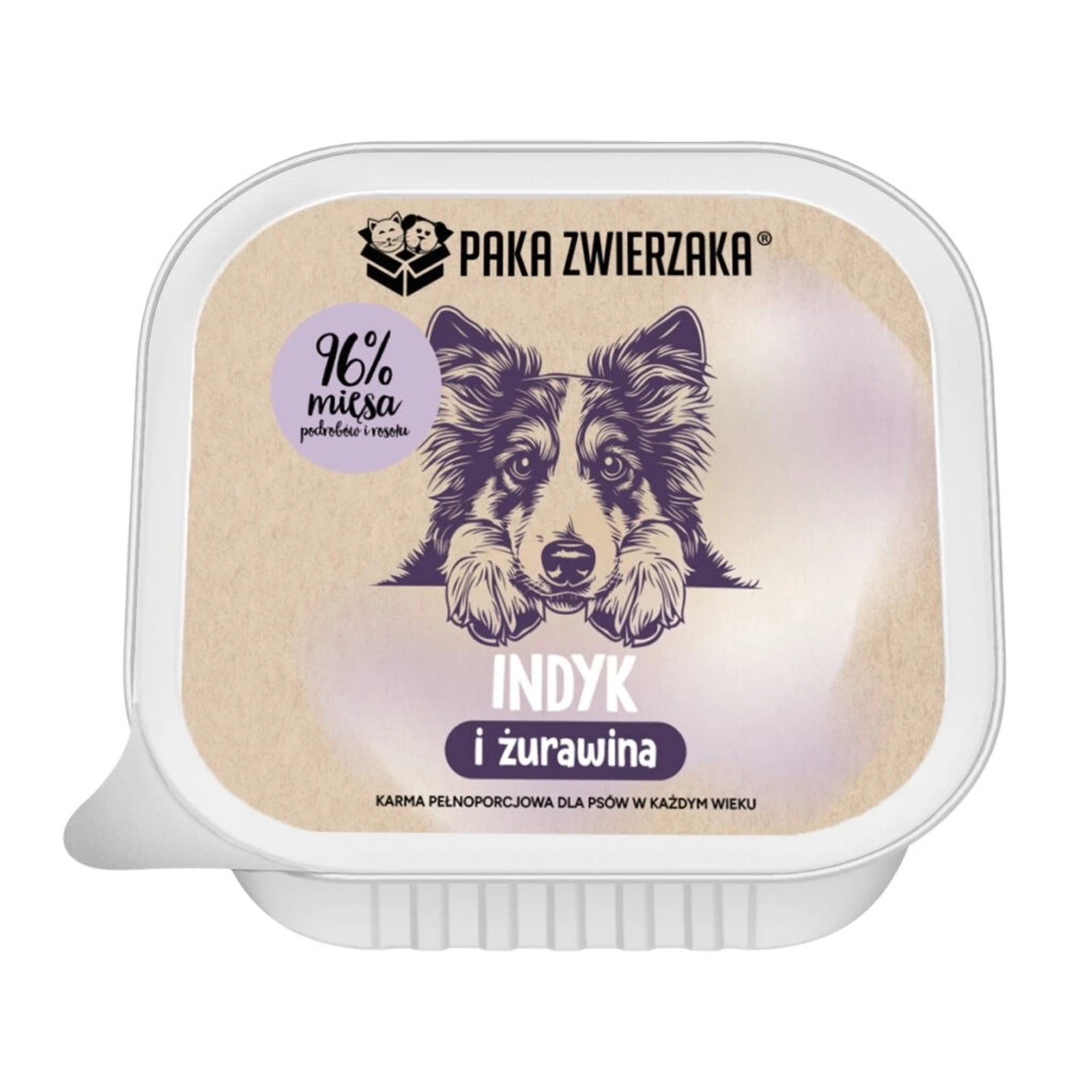 Mokra karma dla psa Paka Zwierzaka - indyk z żurawiną, tacka 150g — zdjęcie 1 z 3