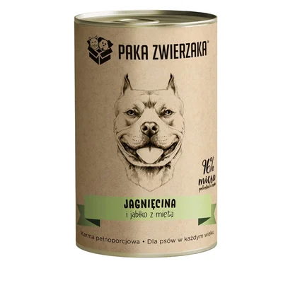 Mokra karma dla psa Paka Zwierzaka Jagnięcina z jabłkiem i miętą 400g