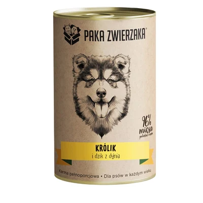 Mokra karma dla psa Paka Zwierzaka Królik i dzik z dynią 400g