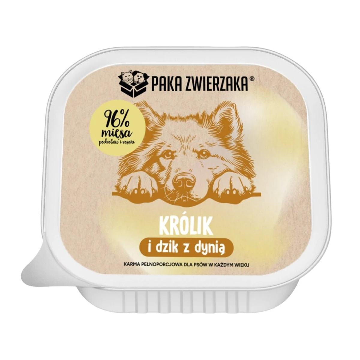 Paka Zwierzaka królik i dzik z dynią mokra karma dla psa tacka 150g