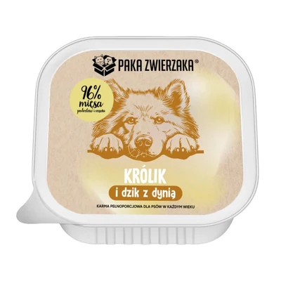 Mokra karma dla psa Paka Zwierzaka Królik i Dzik z Dynią, tacka 150g