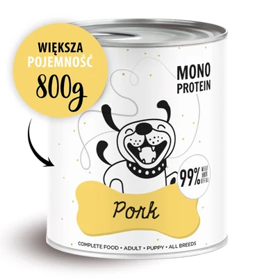 Mokra karma dla psa Pepe Pork 99% wieprzowiny 800g