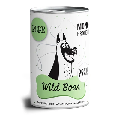 Mokra karma dla psa Pepe Wild Boar 99% dziczyzna 400g