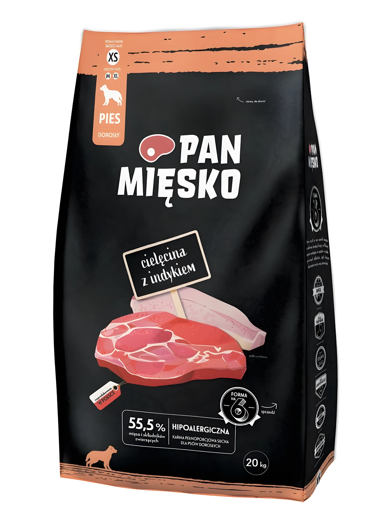 Karma sucha PAN MIĘSKO Cielęcina z indykiem - 20kg