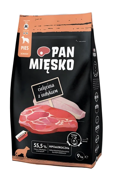 Karma sucha dla psa Pan Mięsko Cielęcina z Indykiem - 9kg