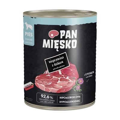 Mokra karma dla psa Pan Mięsko - Wieprzowina z dzikiem (dorosły), 800g