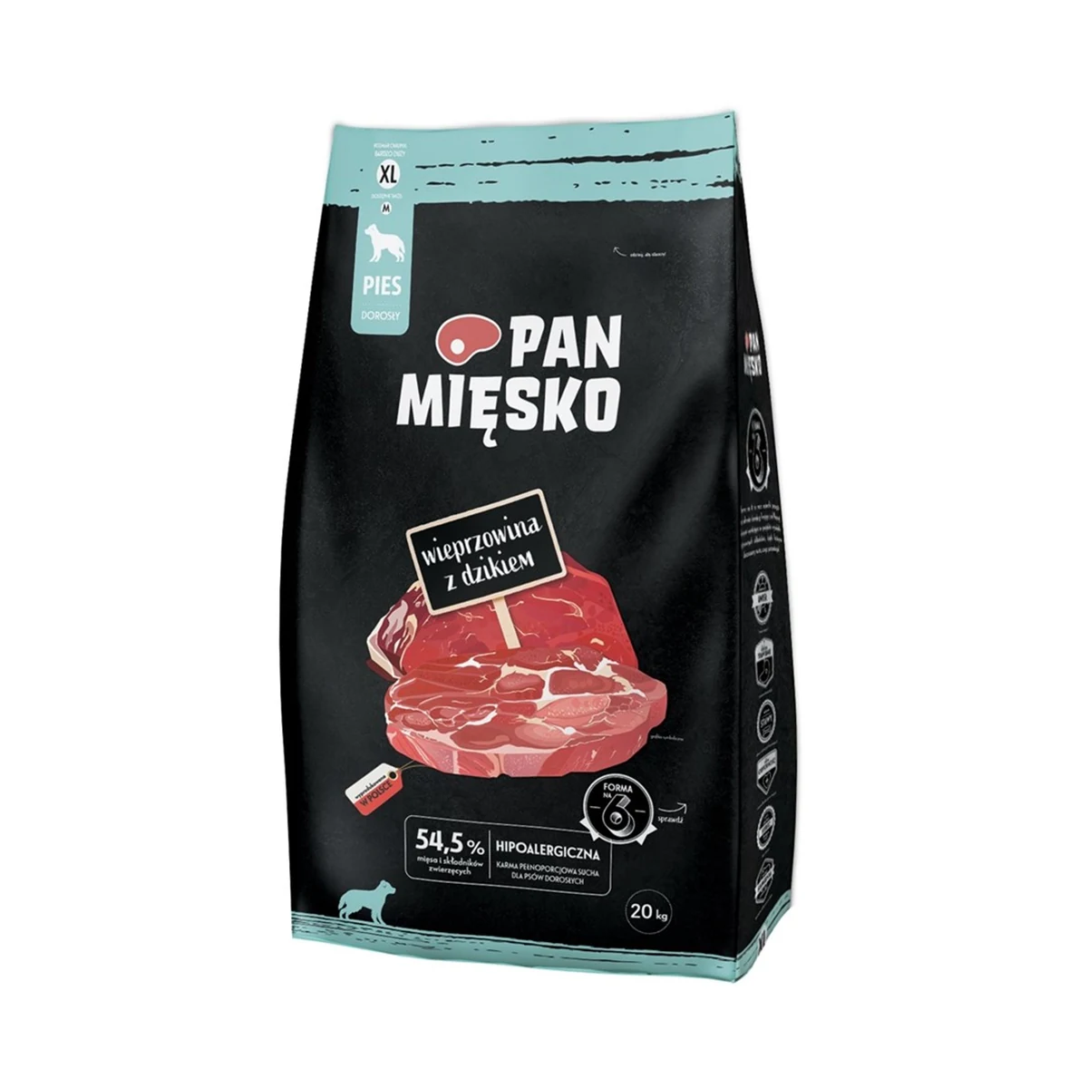Pan Mięsko Karma sucha dla psa Wieprzowina z dzikiem (dorosły) chrupki XL 20kg