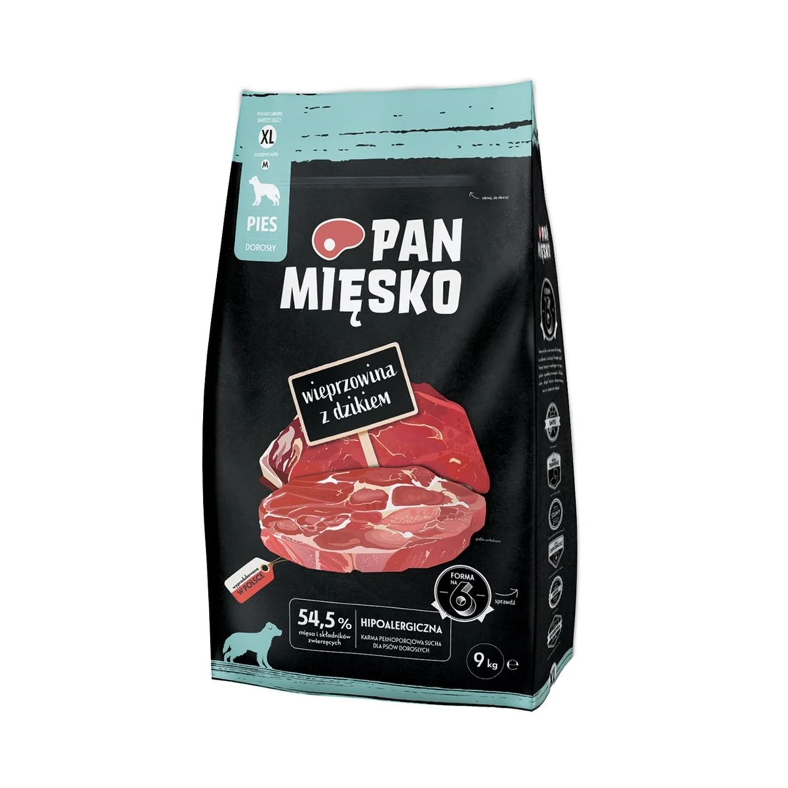 Pan Mięsko Karma sucha dla psa Wieprzowina z dzikiem (dorosły) chrupki XL 9kg