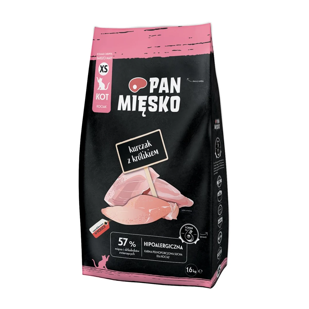 Pan Mięsko Kurczak z Królikiem Sucha Karma XS 1,6kg