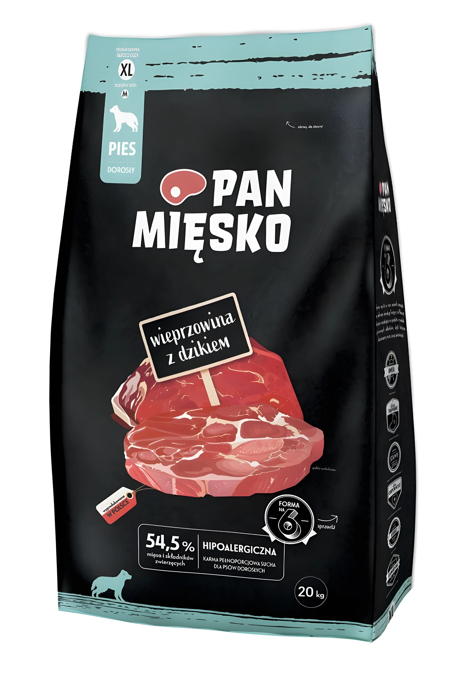 Karma sucha dla psa PAN MIĘSKO Wieprzowina z dzikiem XL - 20kg