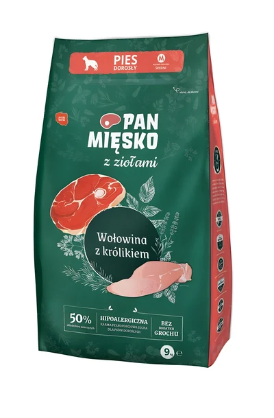 Karma sucha PAN MIĘSKO Wołowina z królikiem - 9kg
