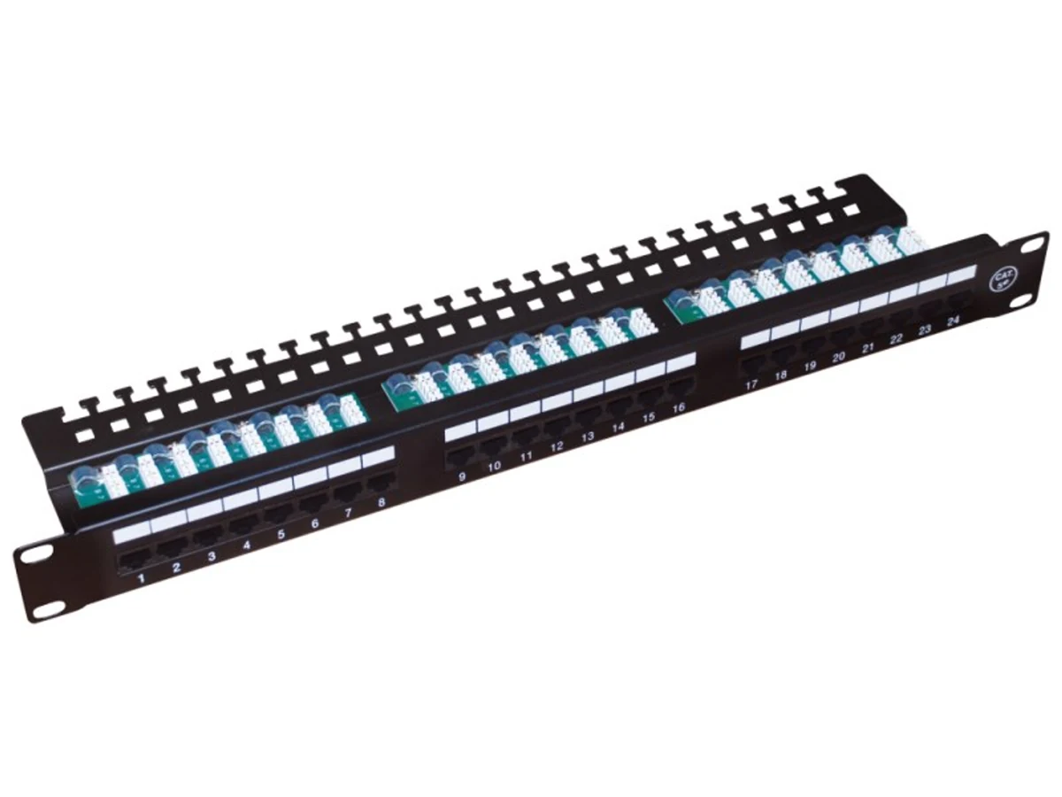 Patch panel A-LAN PK013, czarny, 1U, kat. 5e