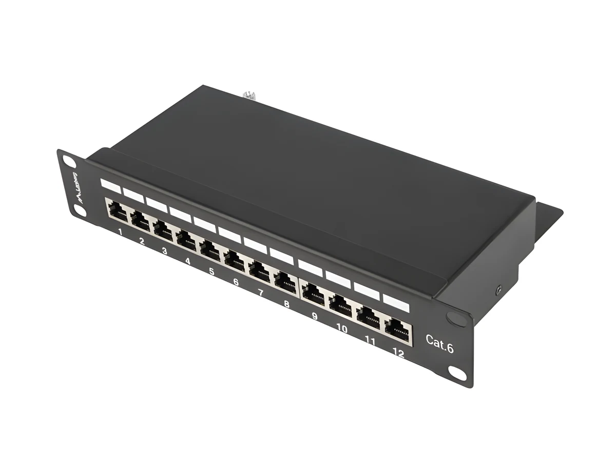 Patch panel Lanberg PPF6-9012-B, 1U, kat. 6, 12xRJ-45