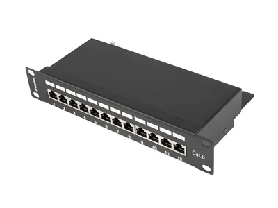 Panel krosowniczy Lanberg PPF6-9012-B, 1U, kategoria 6, 12xRJ-45