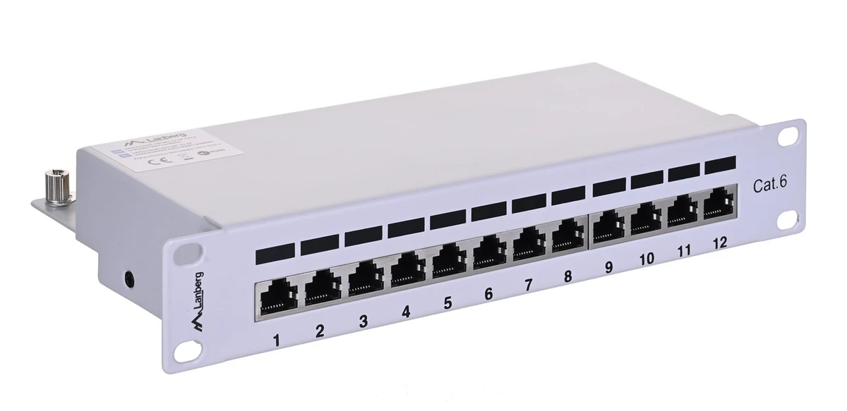 Patch panel Lanberg PPF6-9012-S, 1U, kat. 6, 12xRJ-45
