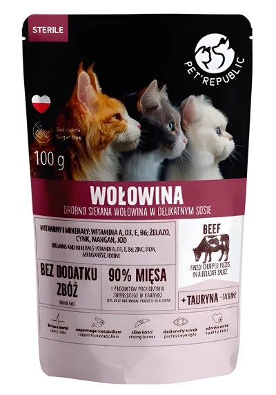 Mokra karma dla kota PET REPUBLIC Sterile z wołowiną - 100 g