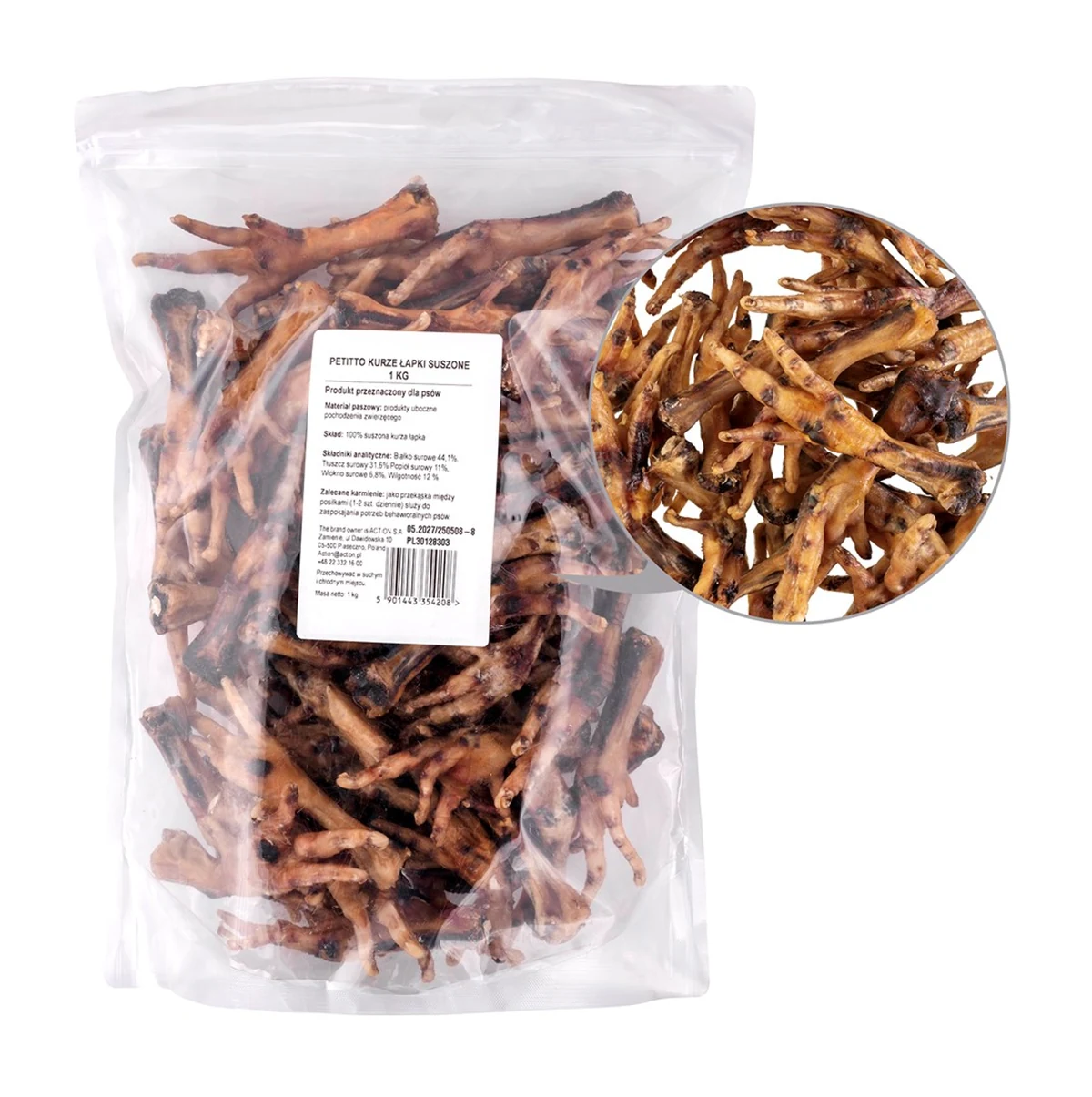 PETITTO Kurze łapki suszone przysmak dla psa 1kg