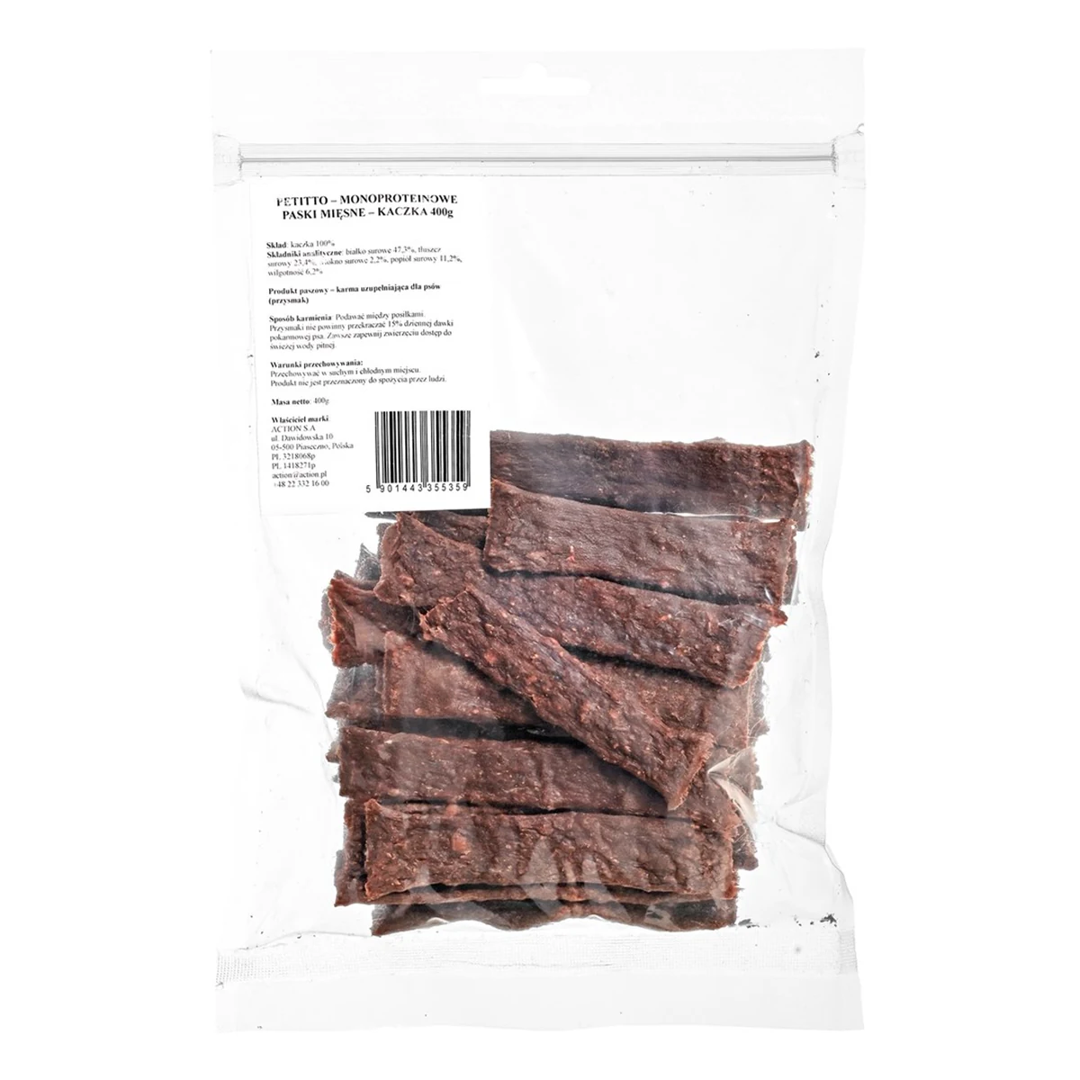 PETITTO Monoproteinowe Paski Mięsne Kaczka 400g