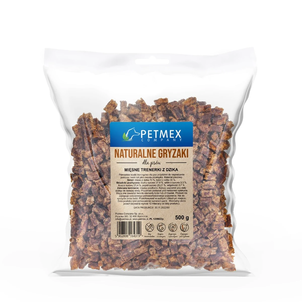PETMEX Mięsne trenerki z dzika dla psa 500g